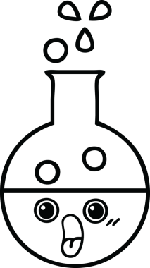 Bir insan tarafından çizilmiş bir test tüpünün çizgi çizimi
