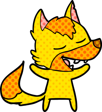 Bir insan tarafından çizilmiş tilki çizgi film karakteri