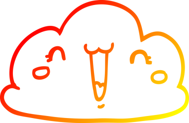 Bir insan tarafından çizilen karikatür bulutunun sıcak gradyan çizimi