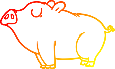 Bir insan tarafından çizilmiş çizgi film domuzu çizimi.