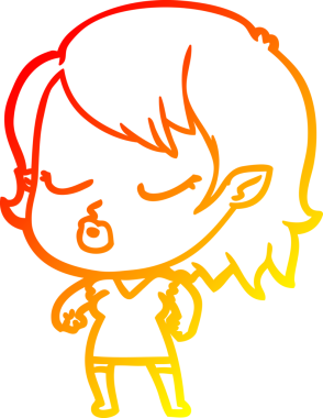 Bir insan tarafından çizilmiş sevimli bir vampir kız çizgi çizimi.