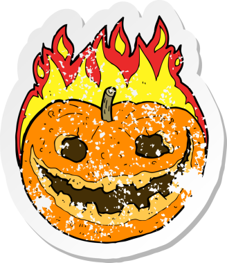 Bir insan tarafından çizilmiş ürkütücü balkabağı çizgi filminin gerilimli yapıştırması.