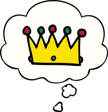 Bir insan tarafından çizilmiş düşünce baloncuklu çizgi film tacı.