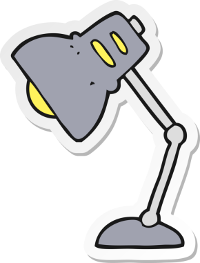 Bir insan tarafından çizilmiş çizgi film lambası çıkartması.