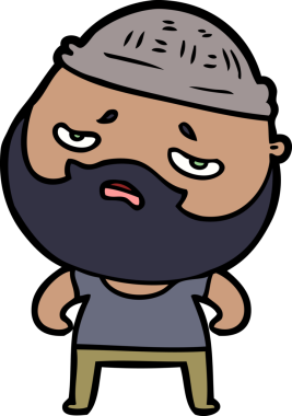 Bir insan tarafından çizilmiş sakallı endişeli bir adam.