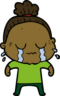 Bir insan tarafından çizilmiş ağlayan yaşlı kadın çizgi filmi.