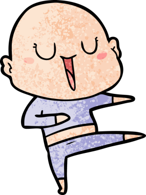 Bir insan tarafından çizilmiş mutlu, kel adam.