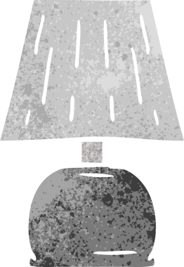 El çizimi retro karikatür bir insan tarafından çizilmiş yatak kenarı lambası