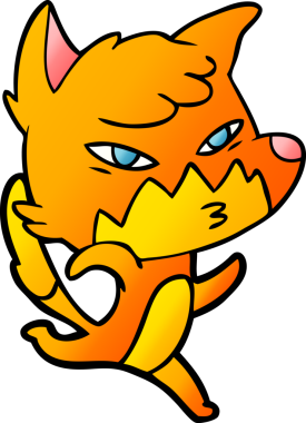 Bir insan tarafından çizilmiş akıllı çizgi film tilkisi.