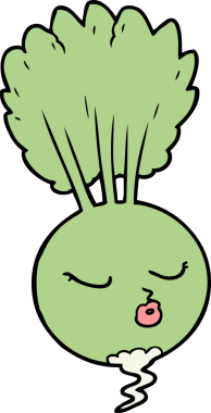 Bir insan tarafından çizilmiş karikatür kökü sebzesi