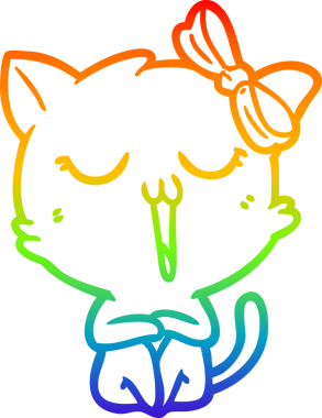 gökkuşağı gradyanı çizimi bir insan tarafından çizilmiş çizgi film kedisi