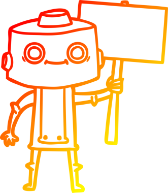 Bir insan tarafından çizilen çizgi film robotunun sıcak çizgi çizimi