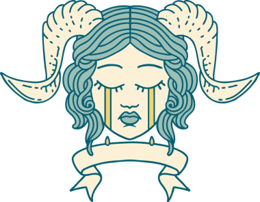 Retro Dövme Biçimi ağlama Bir insan tarafından çizilmiş parşömen pankartı ile kiremitlendirme