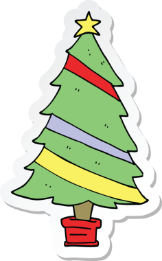 Bir insan tarafından çizilmiş bir karikatür noel ağacının çıkartması.