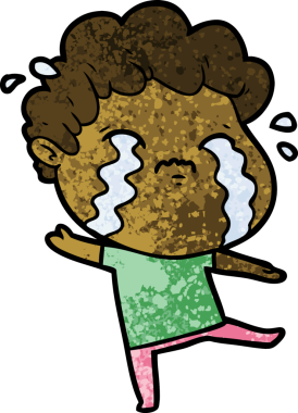 Bir insan tarafından çizilmiş ağlayan çizgi film adamı.