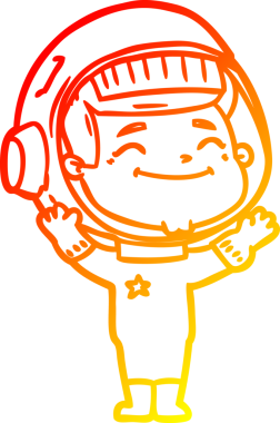 Bir insan tarafından çizilmiş mutlu bir astronotun sıcak çizgi çizimi