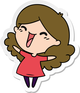 Bir insan tarafından çizilmiş kawai kızının serbest sticker karikatürü.