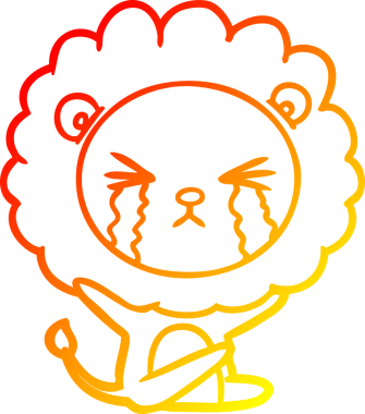 Bir insan tarafından çizilmiş, ağlayan bir aslanın çizgi çizimi.