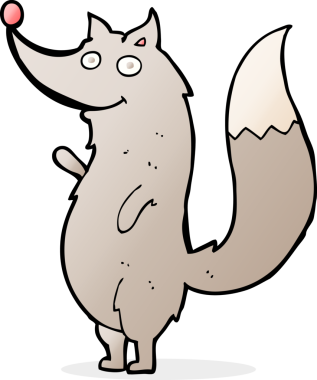 Bir insan tarafından çizilmiş, el sallayan bir kurt.