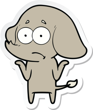 Bir insan tarafından çizilmiş belirsiz bir filin çıkartması.