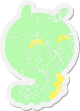 Bir insan tarafından çizilmiş şirin mutlu böcek grunge etiketi