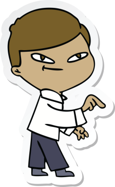 Bir insan tarafından çizilmiş çizgi film karakterinin çıkartması.