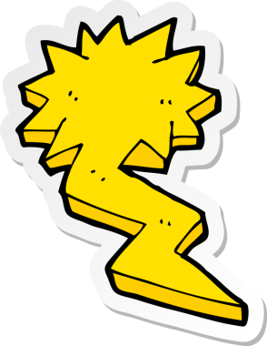 Bir insan tarafından çizilmiş karikatür yıldırım sembolü çıkartması.