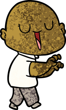 Bir insan tarafından çizilmiş mutlu, kel adam.