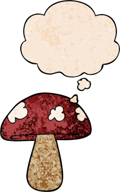 Bir insan tarafından çizilmiş grunge desenli düşünce baloncuklu mantar.