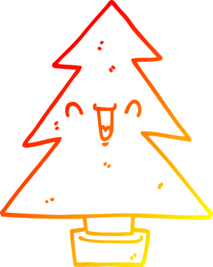 Bir insan tarafından çizilmiş bir karikatür Noel ağacının sıcak gradyan çizimi