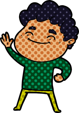 Bir insan tarafından çizilmiş çizgi film dostu bir adam.