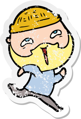 Bir insan tarafından çizilmiş mutlu sakallı bir adamın sıkıntılı çıkartması.