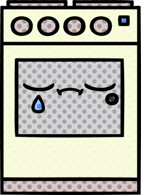 Bir insan tarafından çizilmiş mutfak fırınının çizgi romanı.