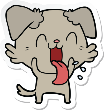 Bir insan tarafından çizilmiş nefes nefese kalmış bir köpeğin çıkartması.