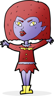 Bir insan tarafından çizilmiş vampir kız çizgi filmi.