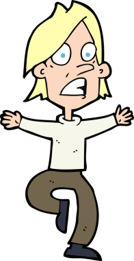 Bir insan tarafından çizilmiş panikleyen bir karikatür.