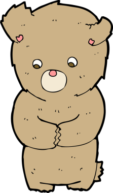 bir insan tarafından çizilmiş utangaç bir oyuncak ayı.