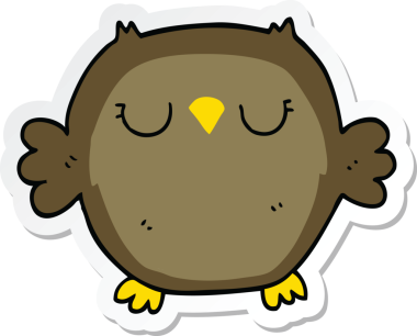 Bir insan tarafından çizilmiş bir baykuşun çıkartması.