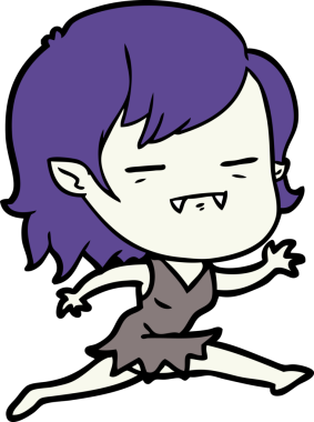 Bir insan tarafından çizilmiş ölümsüz vampir kız çizgi filmi.