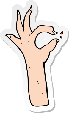 Çizgi film çıkartması. Bir insan tarafından çizilmiş en mükemmel el hareketi.