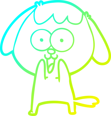 Bir insan tarafından çizilmiş şirin bir çizgi köpeğin soğuk gradyan çizgisi.