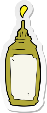 Bir insan tarafından çizilmiş hardal şişesinin çıkartması.