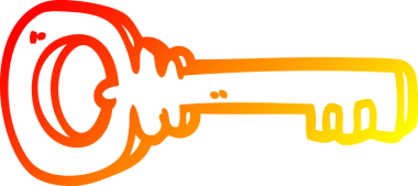 Bir insan tarafından çizilmiş metal bir anahtarın sıcak gradyan çizimi