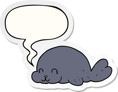 Bir insan tarafından çizilmiş konuşma kabarcığı etiketli şirin karikatür mührü.