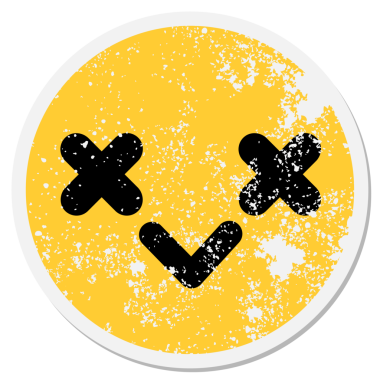 Ölü kuş yüzü bir insan tarafından çizilmiş dairesel bir çıkartma.