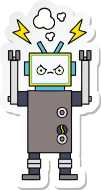 Bir insan tarafından çizilmiş şirin çizgi film robotunun çıkartması.