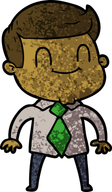 Bir insan tarafından çizilmiş çizgi film dostu bir adam.