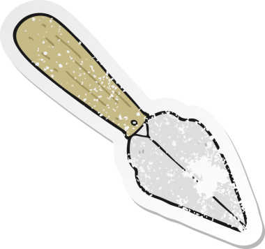 Bir insan tarafından çizilmiş karikatür bahçe malası.