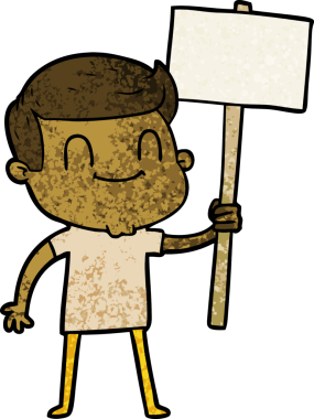 Bir insan tarafından çizilmiş çizgi film dostu bir adam.