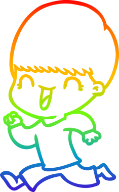 gökkuşağı gradyanı çizimi bir insan tarafından çizilmiş mutlu bir çizgi film çocuğu